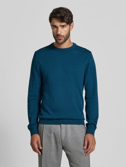 MCNEAL Gebreide pullover van een mix van katoen en kasjmier met ronde hals Petrol gemêleerd - 4