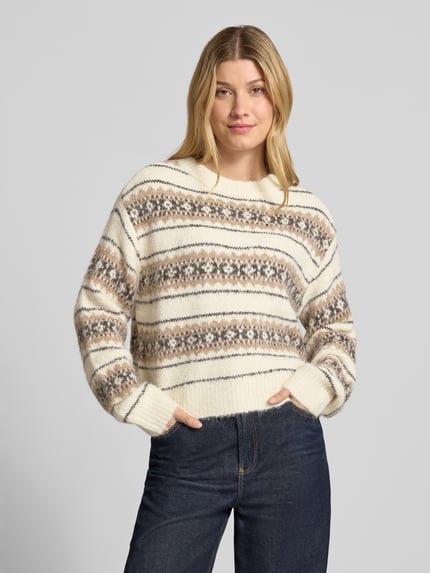 VERO MODA Pullover mit überschnittenen Schultern Beige Melange 4