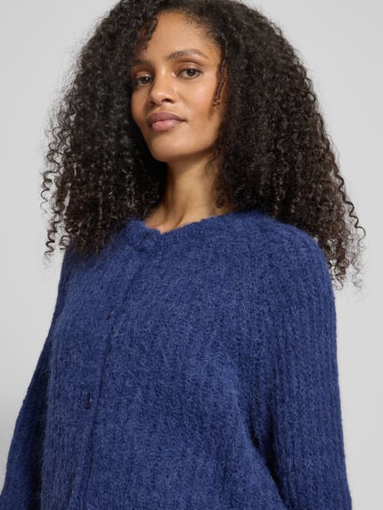 Fynch-Hatton Loose Fit Strickjacke aus Alpaka-Mix mit Woll-Anteil Marine 3