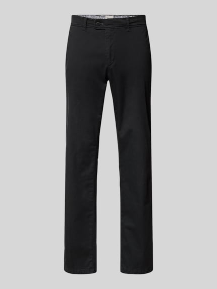 Produktfoto, zwarte Regular Fit broek met achterzakken model 'Evans' van Brax, katoenmix met stretch, heren, bandwijdte maat 50 46 cm, binnenbeenlengte 81 cm