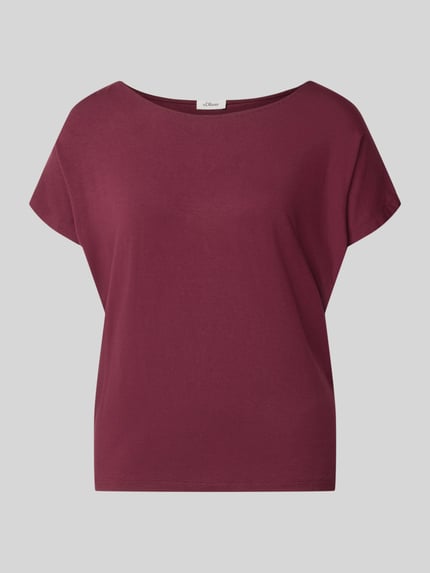 Productfoto, Oversized T-Shirt uit viscose-mix van s.Oliver RED LABEL in bordeauxrood met gladde textuur en rechte vormen