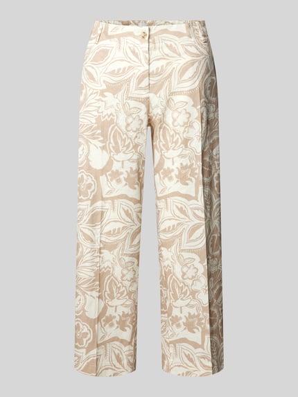 Brax Straight leg linnen broek met verkort model Beige - 2