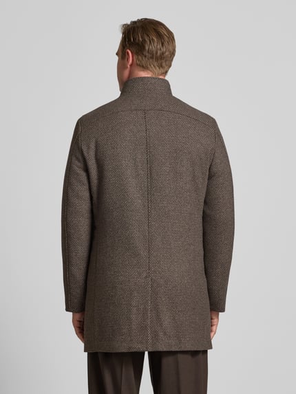 MCNEAL Regular fit lange wollen jas met opstaande kraag Donkerbruin gemêleerd - 5