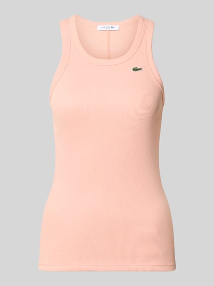 Produktfoto, Slim Fit Tank Top aus reiner Baumwolle von Lacoste, efekt: jednolity kolor, krój slim fit, wyhaftowane logo, dekolt w łódkę, szerokie ramiączka, wykończenie materiału: prążkowana faktura, bawełna