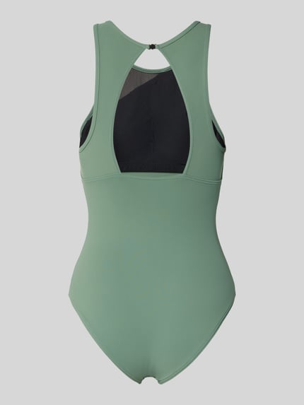 Produktfoto, Slim Fit Badeanzug mit semitransparenten Partien von Arena, elastyczna mieszanka materiałów, krój slim fit, półprzezroczysty materiał, siateczka, krój bez rękawów