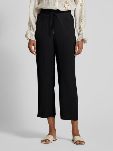 s.Oliver BLACK LABEL Wide leg stoffen broek met strikceintuur Zwart - 4