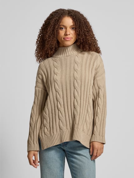 NOISY MAY® Strickpullover mit Stehkragen und Woll-Anteil Modell 'HAYDA' Camel 4