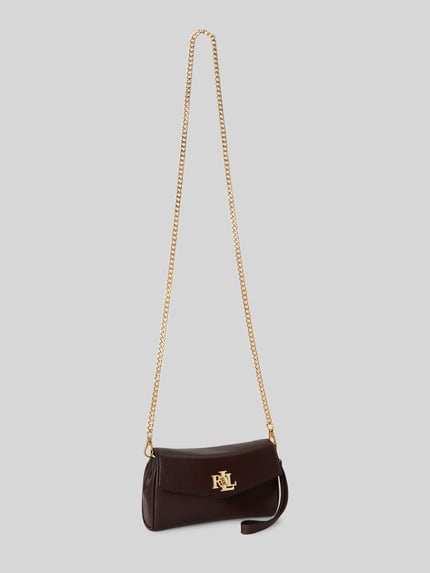 Lauren Ralph Lauren Schoudertas van echt leer met afneembare draagketting Donkerbruin - 3