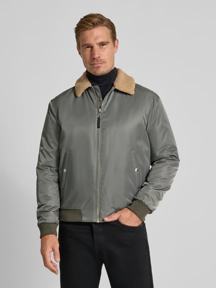 MCNEAL regular fit jack met platte kraag Rietgroen - 4