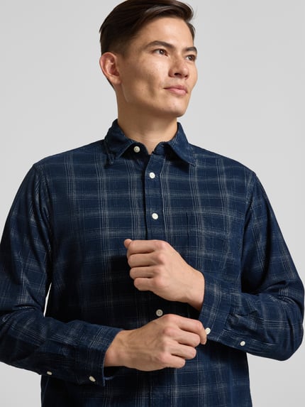 Selected Koszula sztruksowa o kroju regular fit z czystej bawełny model ‘CORD’ Ciemnoniebieski 3