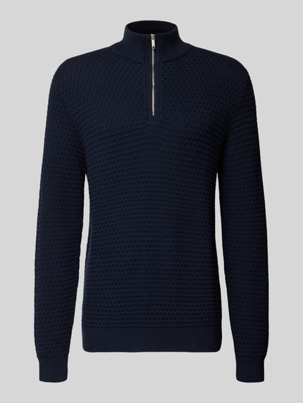 MCNEAL Regular Fit Troyer mit gerippten Abschlüssen Dunkelblau 2