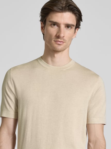 Lindbergh Relaxed fit T-shirt met ronde hals Zand - 3