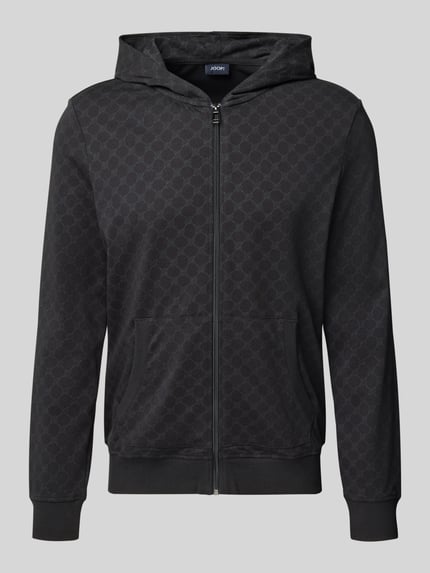 Produktfoto, sweatjack met logomotief en capuchon van JOOP! collectie, puur katoen, regular fit, ritssluiting, steekzakken, zwart