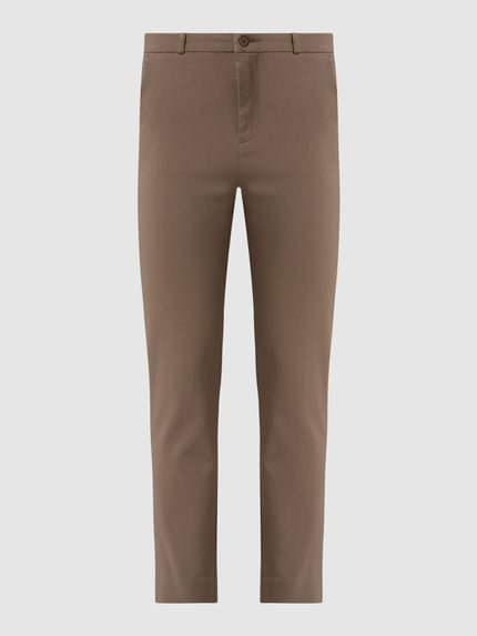 Produktfoto, Hose aus Viskose-Mix mit Gürtelschlaufen Modell 'Solvej' von FREE/QUENT, braun, Regular Fit, Stretch, glatte Struktur, Vorderansicht