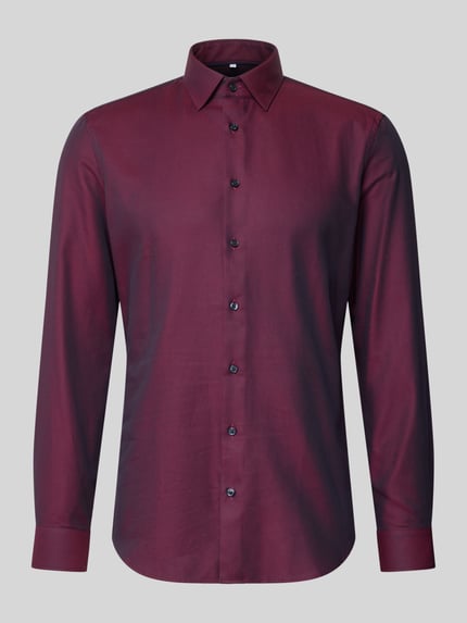 Jake*s Slim Fit Businesshemd aus reiner Baumwolle Bordeaux 1
