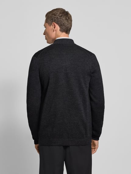 Christian Berg Men Kardigan rozpinany o kroju slim fit z mieszanki wełny Antracytowy melanż 5
