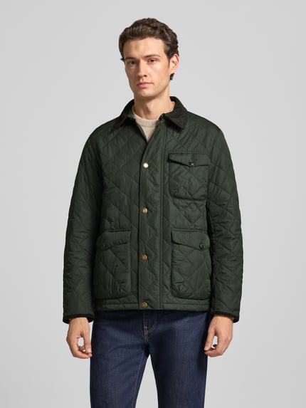 Barbour Regular fit gewatteerd jack met corduroy kraag model 'HORNBY' Olijfgroen - 4