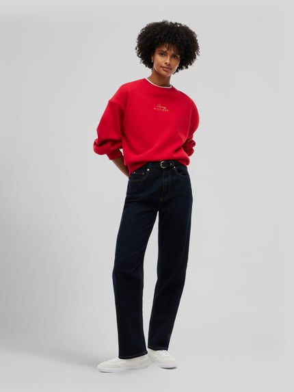 Tommy Hilfiger Sweatshirt mit Logo-Schriftzug Dunkelrot 1