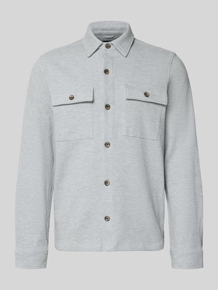 Productfoto, Regular Fit Hemdjacke met borstzakken van Lerros in lichtgrijs met kentkraag, knoopsluiting en ruglengte 70 cm maat M