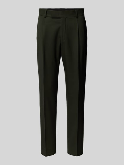 Karl Lagerfeld Slim Fit Anzughose mit Bundfalten Modell 'NEAT' Oliv 2