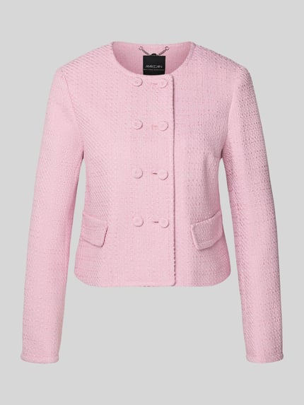 Produktfoto, Regular Fit Blazer mit Pattentaschen von Marc Cain in Rosa, Struktur-Oberfläche, Reine Baumwolle, Zweireiher, Knopfverschluss
