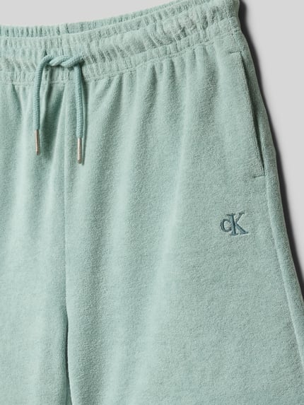 Calvin Klein Jeans Regular fit korte broek met logostitching, model 'TOWELLING TEXTURE' Lindegroen - 2