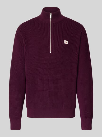 Calvin Klein Jeans Loose Fit Troyer mit gerippten Abschlüssen Bordeaux 2