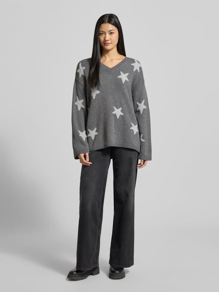 Smith and Soul Loose fit gebreide pullover met kasjmier Middengrijs gemêleerd - 1