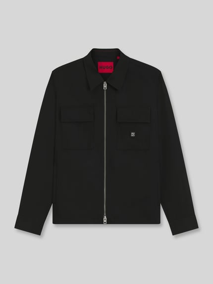 HUGO oversized fit hemjack met labeldetail model 'Elack' Zwart - 2