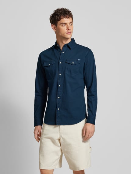 JACK & JONES Slim Fit Freizeithemd mit Kentkragen Modell 'ESHERIDAN' Marine 4