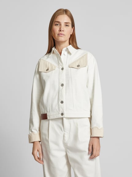 STELLA NOVA Jeansjack met paspelzakken op de borst Offwhite - 4
