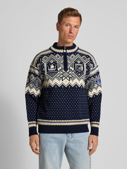 Dale of Norway Norwegerpullover aus Wolle mit Troyer-Kragen Marine 4