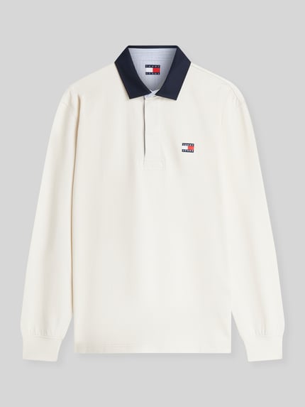 Tommy Jeans Koszulka rugby o kroju regular fit z czystej bawełny Złamany biały 2