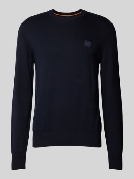 BOSS Orange Gebreide pullover met ronde hals, model 'Kanovano' Marineblauw - 2