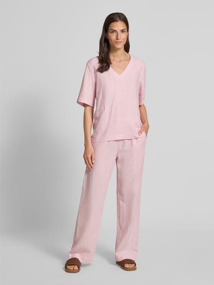 FREE/QUENT Regular Fit Leinenbluse mit V-Ausschnitt Modell 'Lava' Pink 1