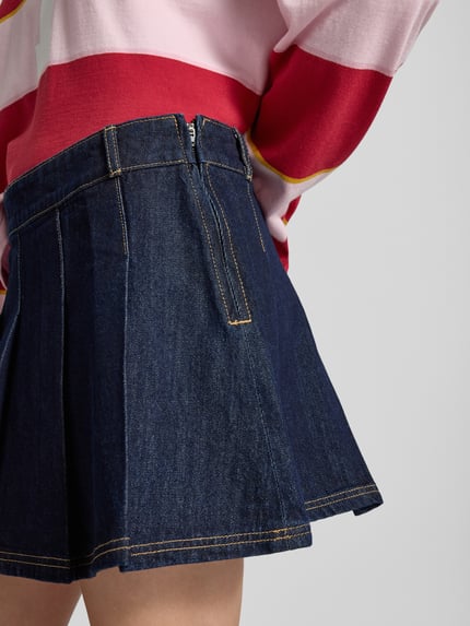 REVIEW Jeansrock mit gelegten Falten Dunkelblau 3