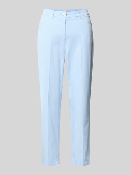 Productfoto, lichtblauwe dames Hose in verkürzter Passform Modell 'Mara S' van Brax, katoenmix met lyocell, persvouwen, steekzakken
