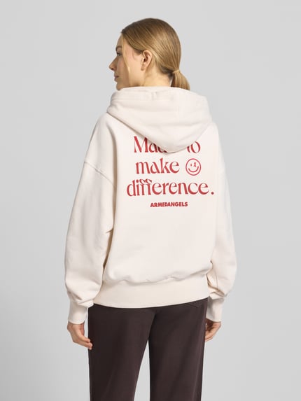 ARMEDANGELS Bluza z kapturem o kroju Oversized z czystej Bawełna Model 'FRANCISARAA DIFFERENCE' Złamany biały 5