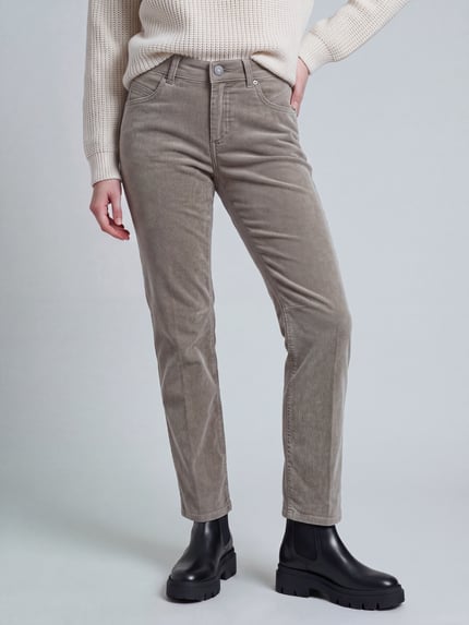 ANGELS Regular Fit Cordhose mit Label-Patch Modell 'EVY' Hellbraun Melange 4
