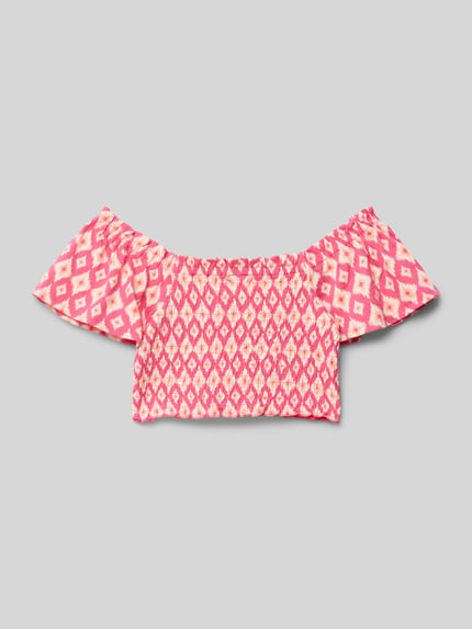 s.Oliver RED LABEL Slim fit korte top van puur katoen Felroze - 3