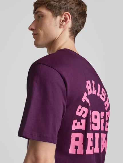 REVIEW Regular fit T-shirt van een mix van katoen en viscose Prune - 3