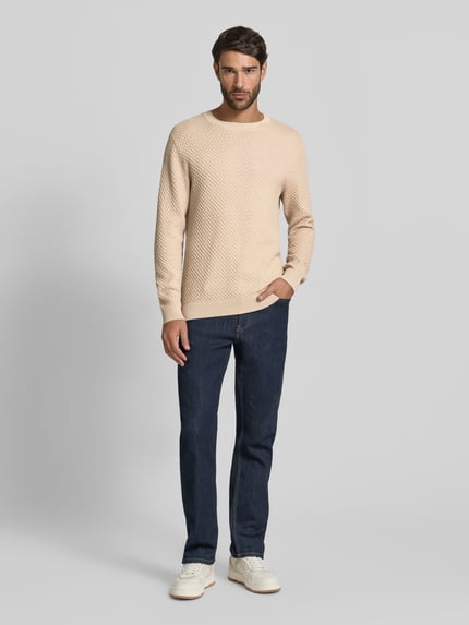 JACK & JONES Premium Sweter z dzianiny z fakturowanym wzorem model ‘BARKLEY’ Złamany biały 1