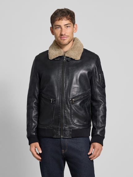 MAURITIUS Lederjacke mit Teddyfell Modell 'STARPILOT' Black 4