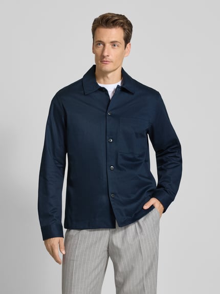 Selected Regular fit overhemdjack van puur katoen, model 'TATE' Donkerblauw - 4