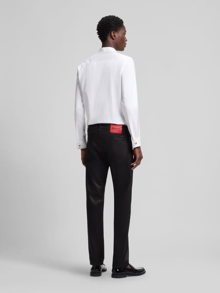 HUGO Jeansy o kroju slim fit z mieszanki bawełny i wiskozy model 'Hugo 708' Czarny 5