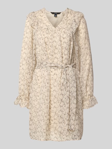 VERO MODA A-Linien-Kleid mit Taillengürtel Modell 'PETRA' Ecru 2