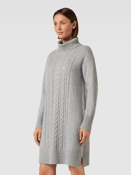 Tom Tailor Knielanges Strickkleid mit Zopfmuster Silber Melange 4
