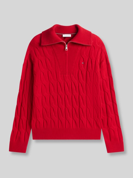 Tommy Hilfiger Relaxed Fit Troyer aus reiner Wolle Dunkelrot 2