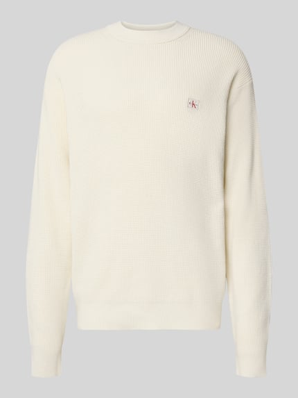 Calvin Klein Jeans Strickpullover mit Strukturmuster und Rundhalsausschnitt Offwhite 2