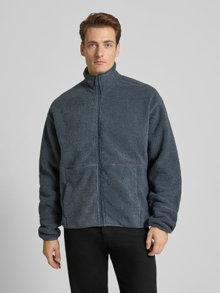 Jake*s Studio Men Sweatjack met teddyvoering Rookblauw - 4